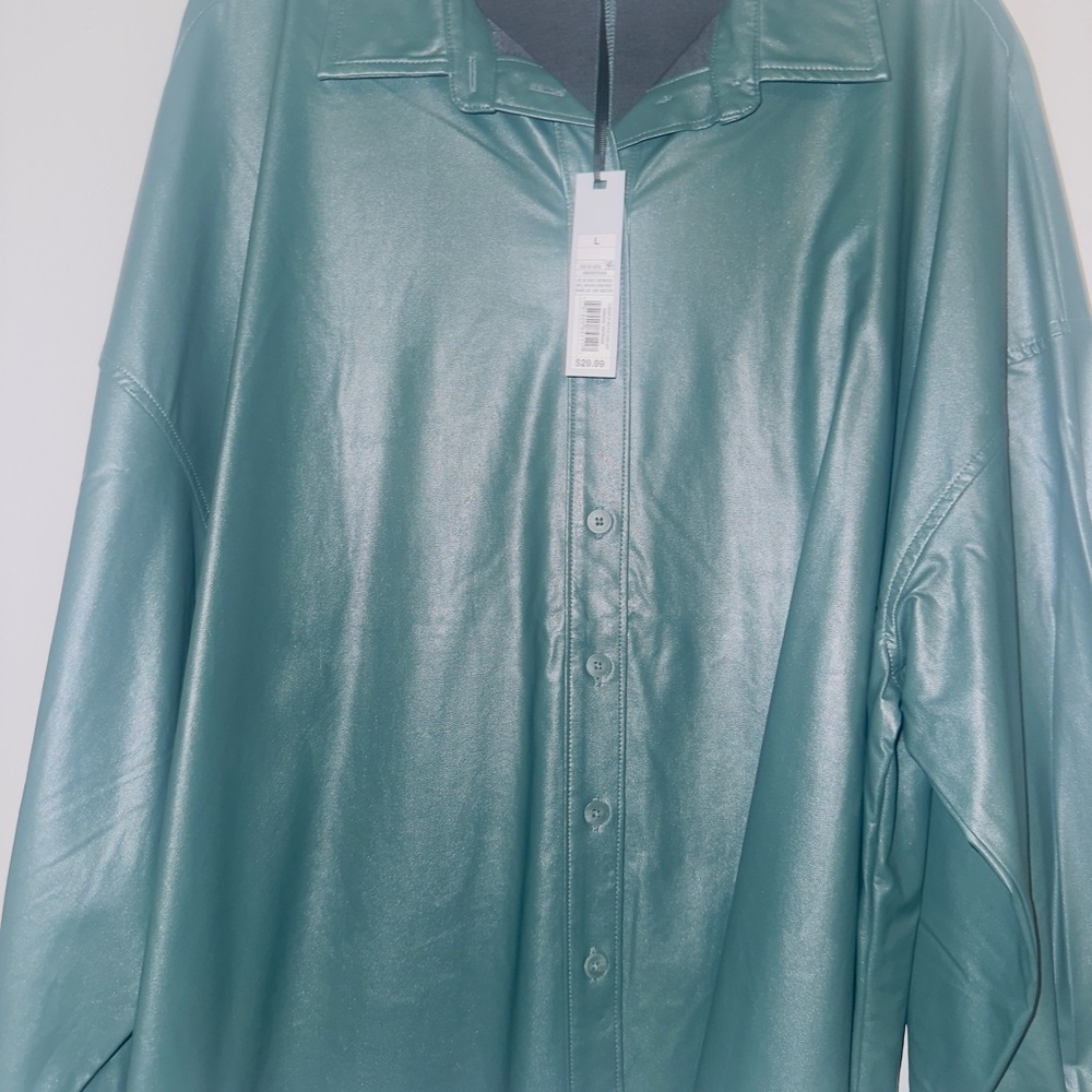 Prologue Sea Green Leather shirt..